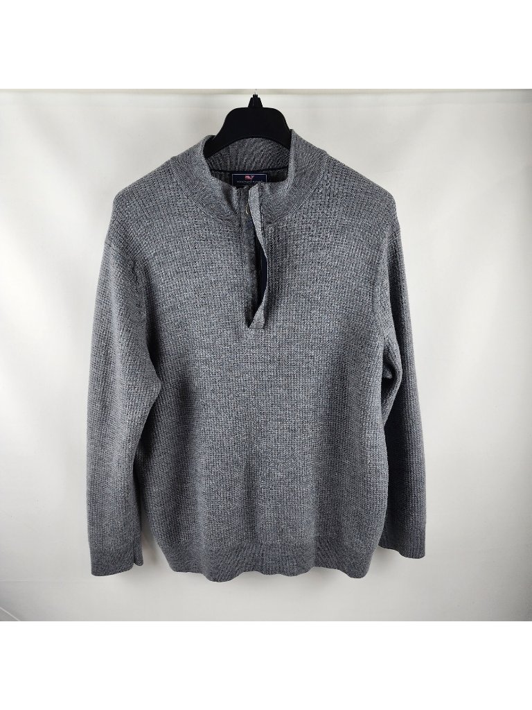 Vineyard Vines Sweater Men 2xl Gray Oxbridge Merino Wool Thermal 1/2 Zip